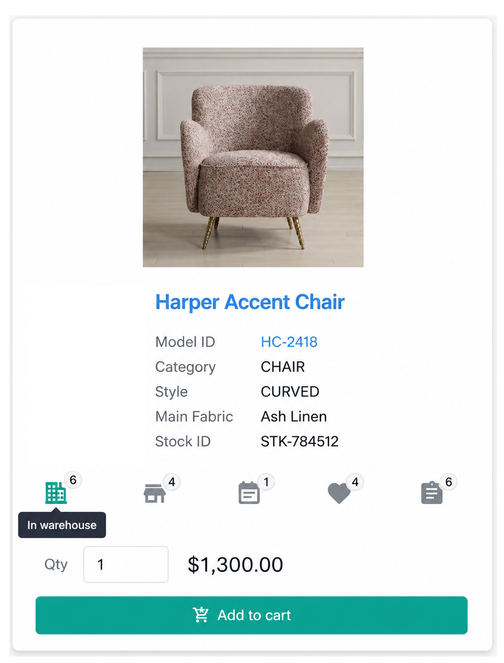 view of inventory on a chair